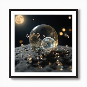 Water Bubbles In The Moonlight Art Print