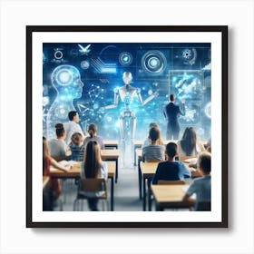 Classroom With Robots Art Print