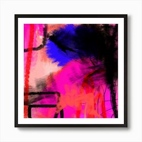 Bold Abstract Graffiti Art, Vibrant Hot Pink. Blue, Red & Black Urban Minimalist Print, Trending Contemporary Wall Art by Coltxwilde , Décor for Living Room & Bedroom 'Pompei Art Print