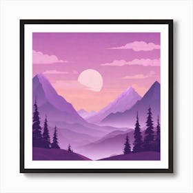 Misty mountains background in purple tone 111 Art Print