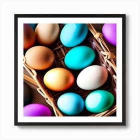 Colorful Easter Eggs In A Basket Art Print