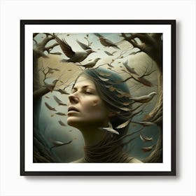 Woman In A Forest Art Print