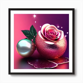 3d Rose Wallpaper Art Print