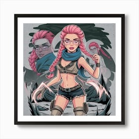 Sexy Girl With Pink Hair Art Print