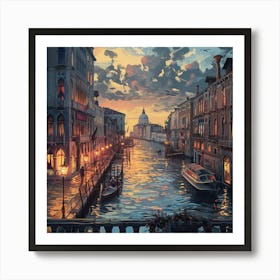 Venice At Sunset Art Print