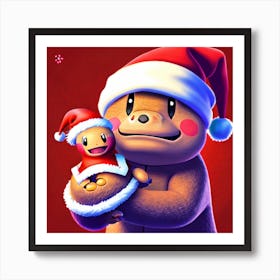 Santa Bear Art Print