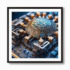 Artificial Intelligence Brain In Close Up Miki Asai Macro Photography Close Up Hyper Detailed Tr (18) Art Print