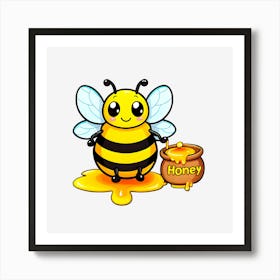 Honey Bee With Honey Art Print