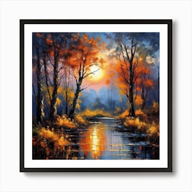 Sunset By The River 13 Art Print