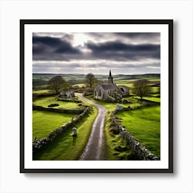 Rural Aerial Village Norman Grass Cemetery Cloudy Old Air Gravestone Mediaeval Architectu (2) Art Print