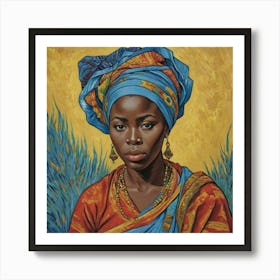 Discover African Beauty: A Stunning Image of a Woman in Cultural Attire Art Print