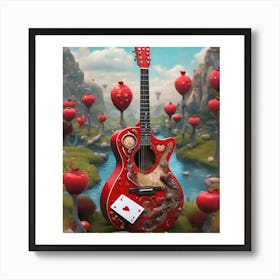 Heartstrings Monarchy Queen Of Hearts Guitar Elegance 32) Art Print