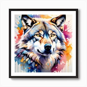 Vibrant Wolf Painting Art Print