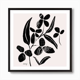 Abstract Floral White Square Art Print