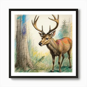 Deer In The Woods 115 Art Print