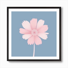 A White And Pink Flower In Minimalist Style Square Composition 410 Art Print