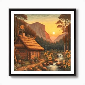 Yosemite Cabin Art Print