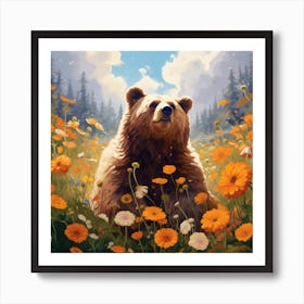 Bear In The Meadow Art Print