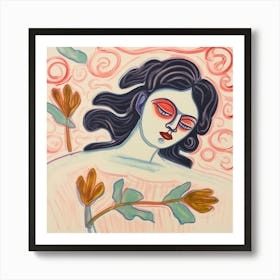 Woman With Flowers 04 Art Print