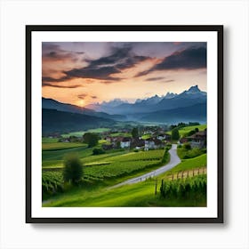 Sunset In Switzerland 2 Art Print