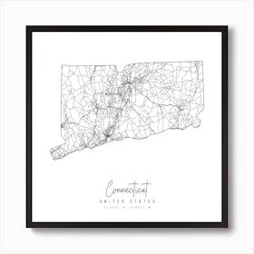 Connecticut Minimal Street Map Square Art Print