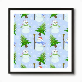 Snowman Pattern Art Print