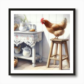 Chicken In The Kitchen Art Print