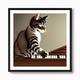 Kitten Playing Piano Art Print