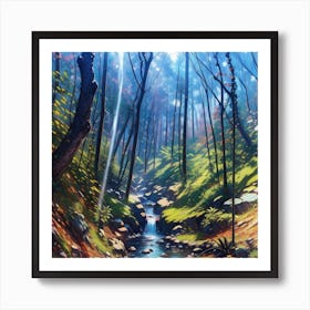 Stream In The Woods Art Print