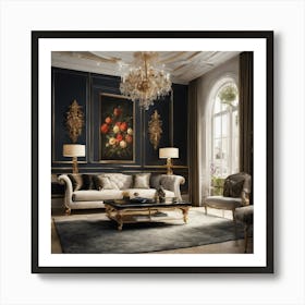 Black And Gold Living Room Art Print
