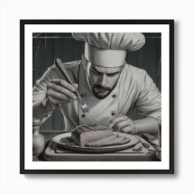 Chef Preparing A Steak Art Print