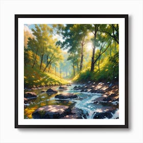 Stream In The Woods 1 Art Print