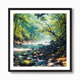 River In The Forest Art Print