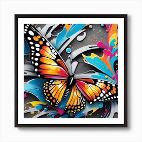 Butterfly With Paint Splashes 4 Art Print