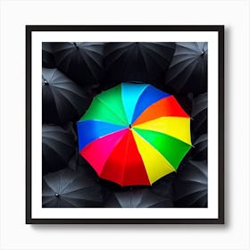 Rainbow Umbrella Art Print