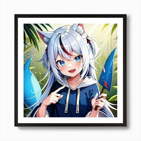 Anime Girl Holding A Sword 2 Art Print