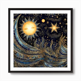 Sun And Moon In The Sky Affiche