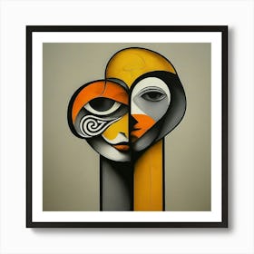 Abstract cubist faces 1 Art Print