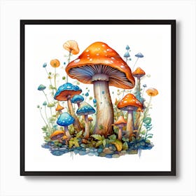 Mushrooms In The Meadow 7 Art Print