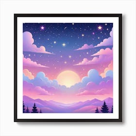 Sky With Twinkling Stars In Pastel Colors Square Composition 114 Art Print