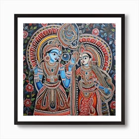 Krishna And Krishna 1 Art Print