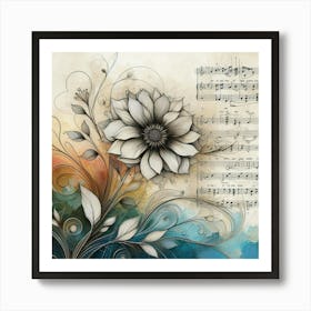 Music Note Flower Art Print