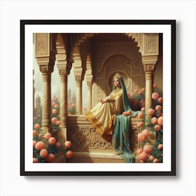 Indian Woman Sitting On A Balcony66 Art Print