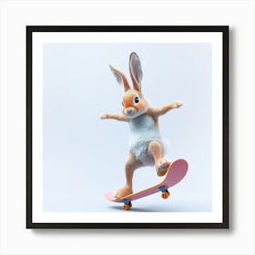 Rabbit On A Skateboard Art Print