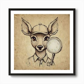 Deer With Magnifying Glass 7 Art Print