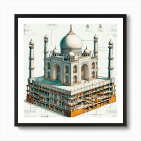 Taj Mahal cross-section V2 Art Print