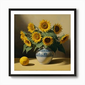 Sunflowers In A Vase 6 Art Print