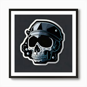 Skull Sticker With A Cap Silver (83) Art Print