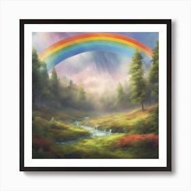 Rainbow In The Forest Art Print