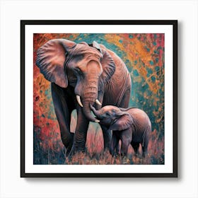 Elephants In The Wild Art Print